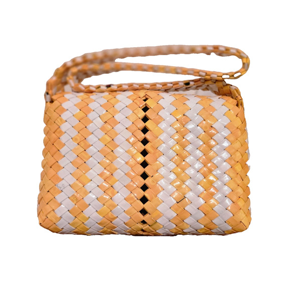 Prison Art wrapper handmade purse yellow white - Picture 3 of 9